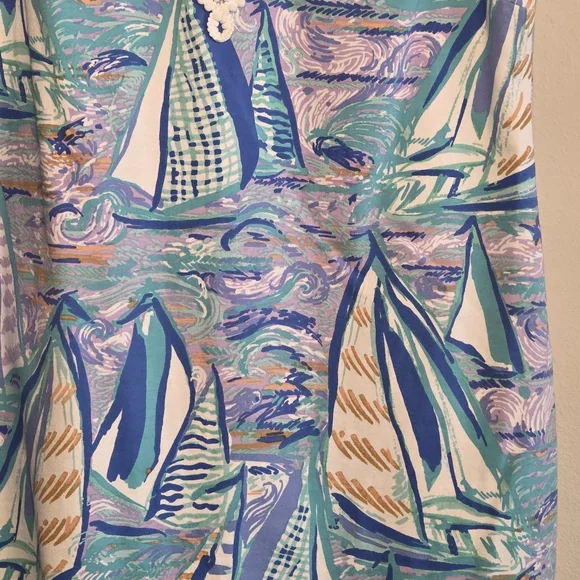 Lilly Pulitzer Harper Sailboat Shift Dress Sz L Nautical Vacation Resort Casual - Picture 2 of 11